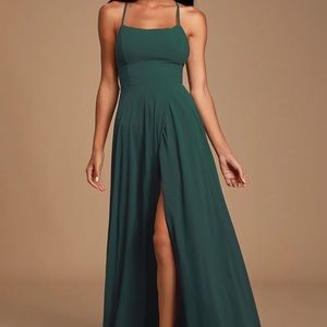 Dreamy Romance Forest Green Backless Maxi Dress